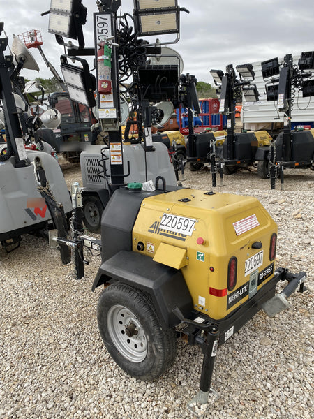 2022 Allmand NLV3GR (4) LED Light Fixture 350W, 23' Vertical Mast, 3kW Prime, Towable, Deep Sea L401, Leveling Jacks, Yanmar T4F 5.8hp