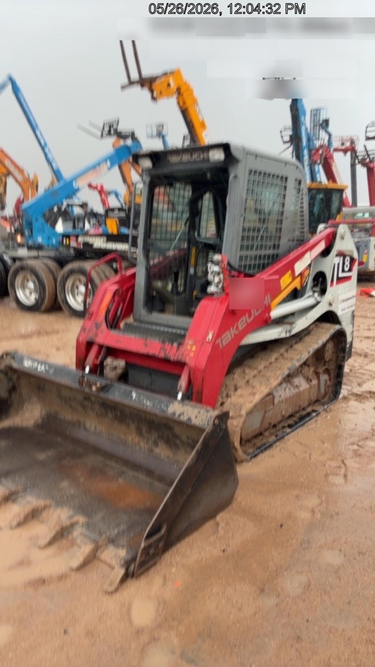 2019 Takeuchi TL8 Cab, Heat/AC, Defroster, 15" Wide Rubber Tracks, Back-up Alarm, Front & Rear Working Lights, Auxiliary Hydraulics, Two-Speed Travel, Electronic Monitoring System, Hydraulic Universal Quick Hitch 76" HD Dirt Bucket with 8 Teeth, 20.3 cubic feet Capacity