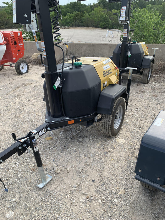 2022 Allmand NLV3GR (4) LED Light Fixture 350W, 23' Vertical Mast, 3kW Prime, Towable, Deep Sea L401, Leveling Jacks, Yanmar T4F 5.8hp