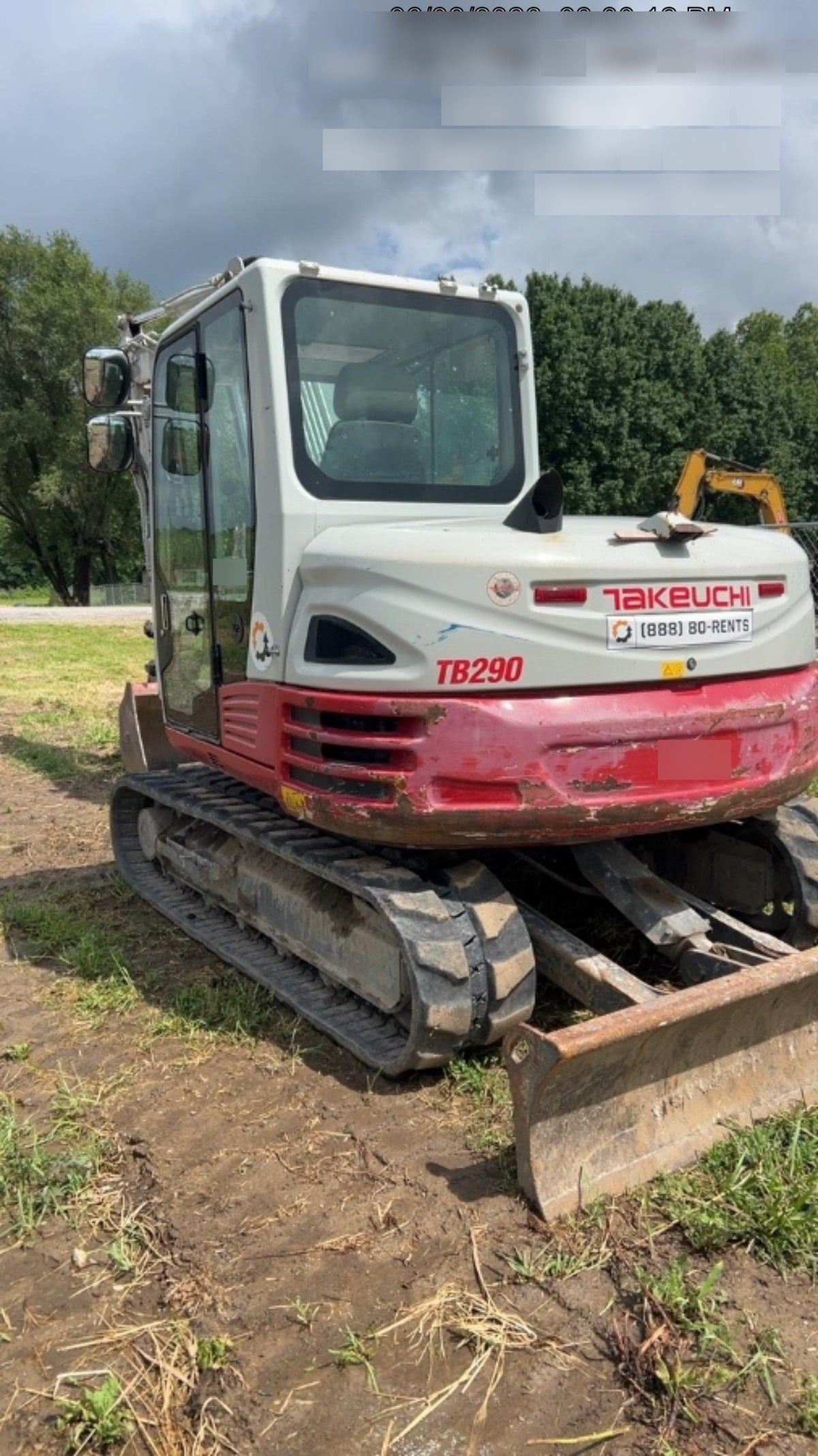 2019 Takeuchi TB290 Cab/Heat/AC Rubber tracks, Dozer blade, Travel alarm, Auxiliary hydraulics w/Manual QC, Hydraulic thumb, 18", 24", and 36" Buckets