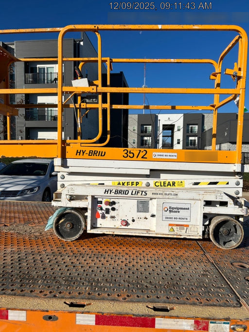 Custom Equipment HB-1430 Hy-Brid Scissor Lift
Platform capacity up to 670 lbs
Working height up to 20 ft
Weighs under 1,700 lbs
Non-marking wheels