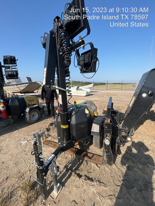 2022 Allmand NLV3GR (4) LED Light Fixture 350W, 23' Vertical Mast, 3kW Prime, Towable, Deep Sea L401, Leveling Jacks, Yanmar T4F 5.8hp