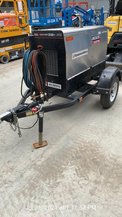 2019 Lincoln Electric Vantage 322 Welder Ready-Pak 3, Two wheel trailer, Fender and Light kit, Cable Rack