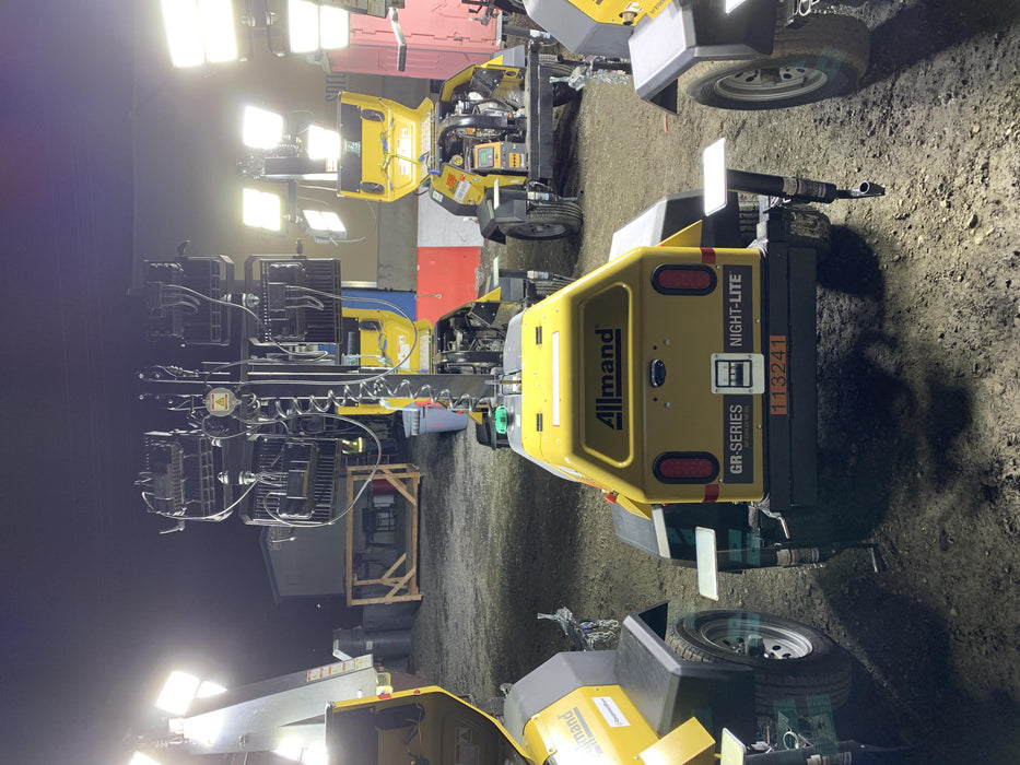 2020 Allmand NLV3GR (4) LED Light Fixture 350W, 23' Vertical Mast, 3kW Prime, Towable, Deep Sea L401, Leveling Jacks, Yanmar T4F 5.8hp