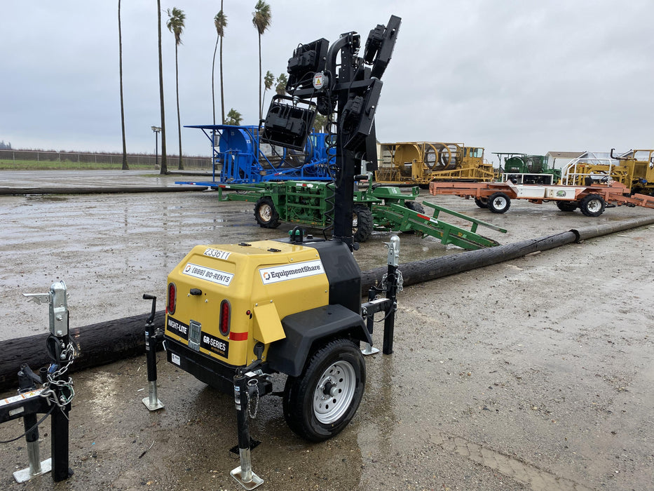 2022 Allmand NLV3GR (4) LED Light Fixture 350W, 23' Vertical Mast, 3kW Prime, Towable, Deep Sea L401, Leveling Jacks, Yanmar T4F 5.8hp