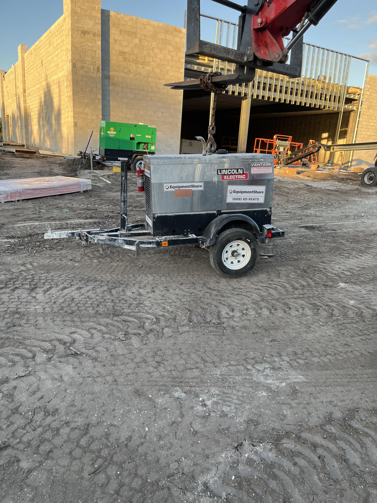 2019 Lincoln Electric Vantage 322 Welder Ready-Pak 3, Two wheel trailer, Fender and Light kit, Cable Rack