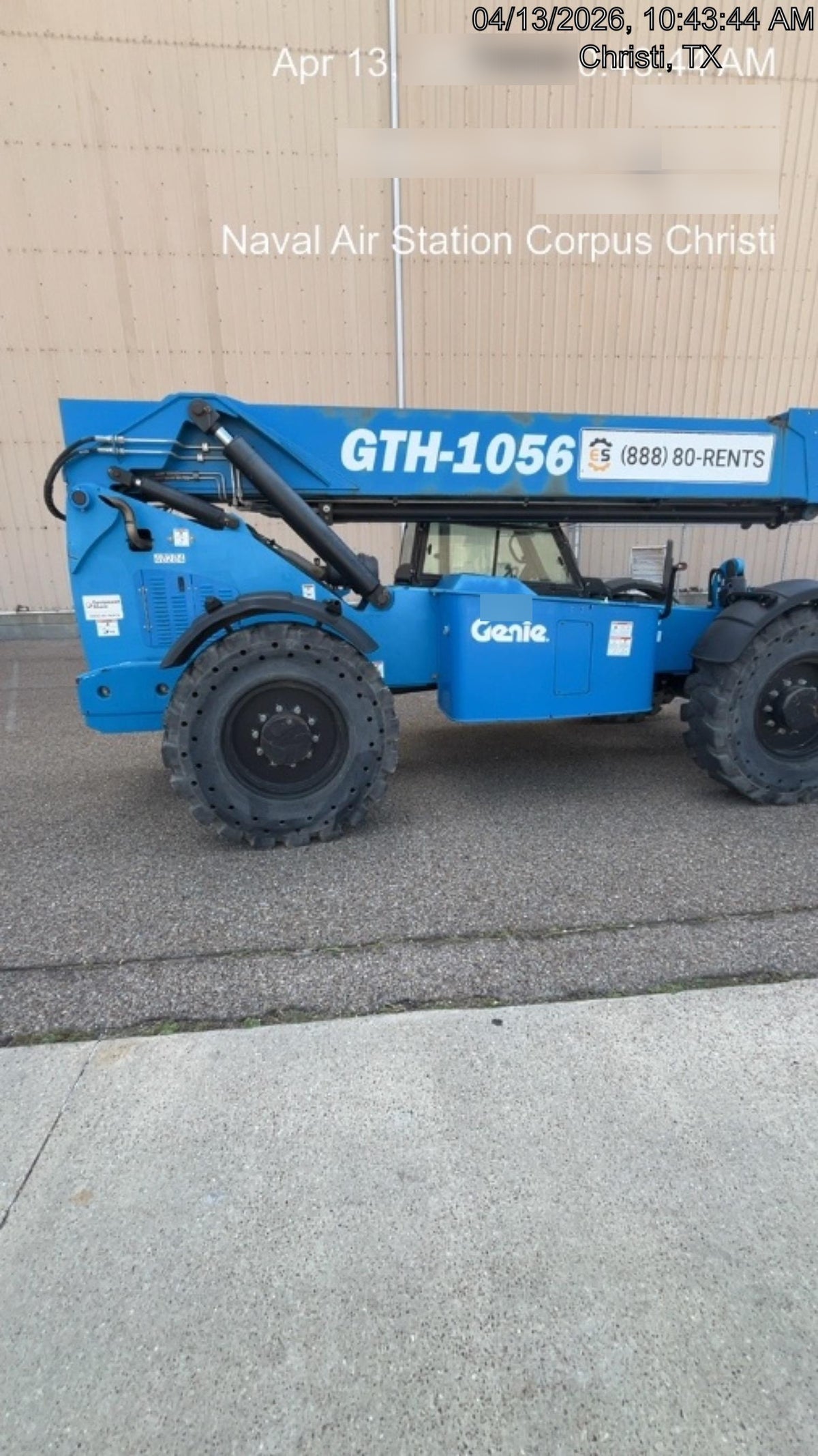 2019 Genie GTH-1056 Cab/Heat/AC, Solid RT Tires, LED Work Lights, Beacon 60" QA Carriage, 60" Forks