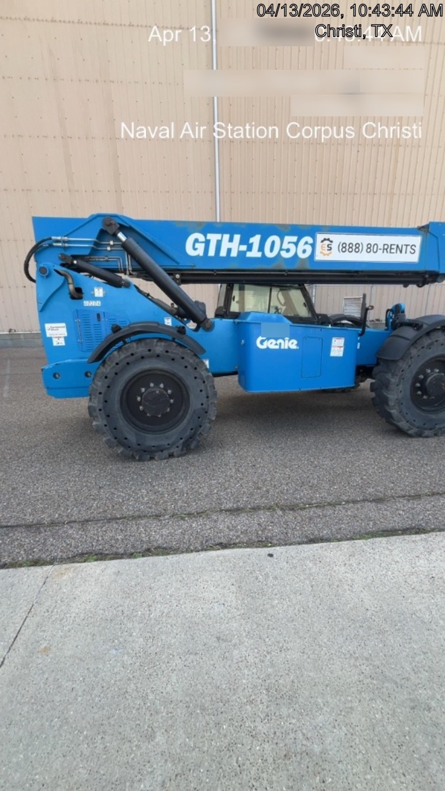 2019 Genie GTH-1056 Cab/Heat/AC, Solid RT Tires, LED Work Lights, Beacon 60" QA Carriage, 60" Forks
