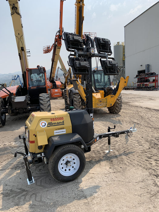 2021 Allmand NLV3GR (4) LED Light Fixture 350W, 23' Vertical Mast, 3kW Prime, Towable, Deep Sea L401, Leveling Jacks, Yanmar T4F 5.8hp