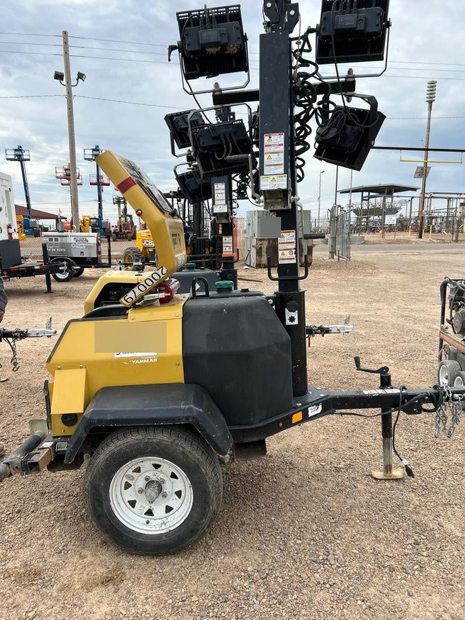 2022 Allmand NLV3GR (4) LED Light Fixture 350W, 23' Vertical Mast, 3kW Prime, Towable, Deep Sea L401, Leveling Jacks, Yanmar T4F 5.8hp