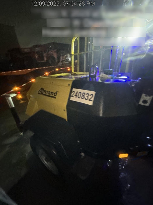 2022 Allmand NLV3GR (4) LED Light Fixture 350W, 23' Vertical Mast, 3kW Prime, Towable, Deep Sea L401, Leveling Jacks, Yanmar T4F 5.8hp