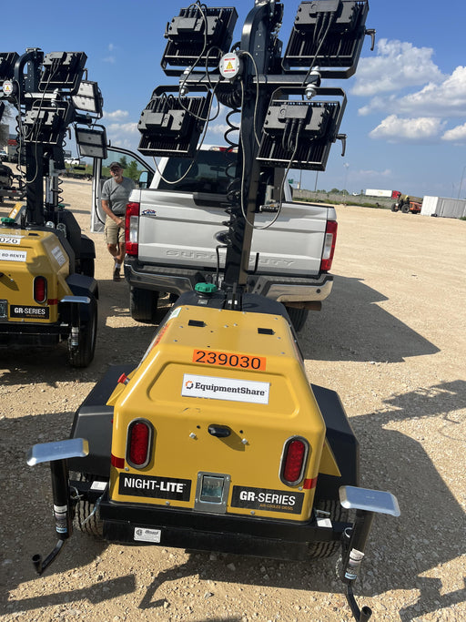 2022 Allmand NLV3GR (4) LED Light Fixture 350W, 23' Vertical Mast, 3kW Prime, Towable, Deep Sea L401, Leveling Jacks, Yanmar T4F 5.8hp