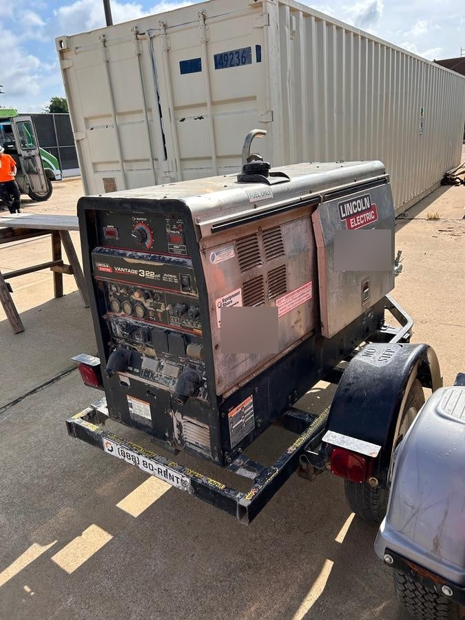 2019 Lincoln Electric Vantage 322 Ready-Pak 3, Two Wheel Trailer, Fender and Light Kit, Cable Rack