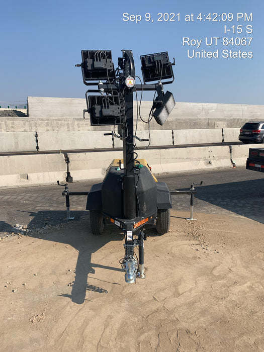 2021 Allmand NLV3GR (4) LED Light Fixture 350W, 23' Vertical Mast, 3kW Prime, Towable, Deep Sea L401, Leveling Jacks, Yanmar T4F 5.8hp