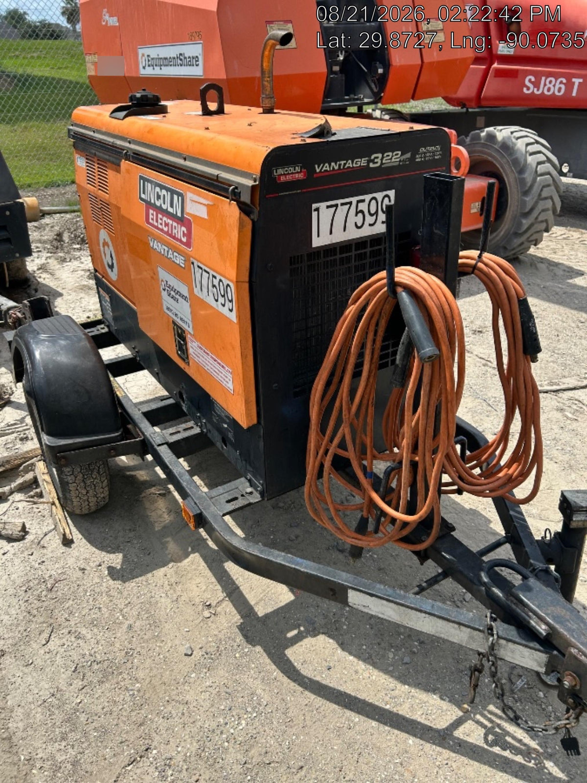 2021 Lincoln Electric Vantage 322 Vantage 322 Ready Pak 3 w/ Decals, ORANGE (includes trailer, cable rack, fender light kit) NO Telematics