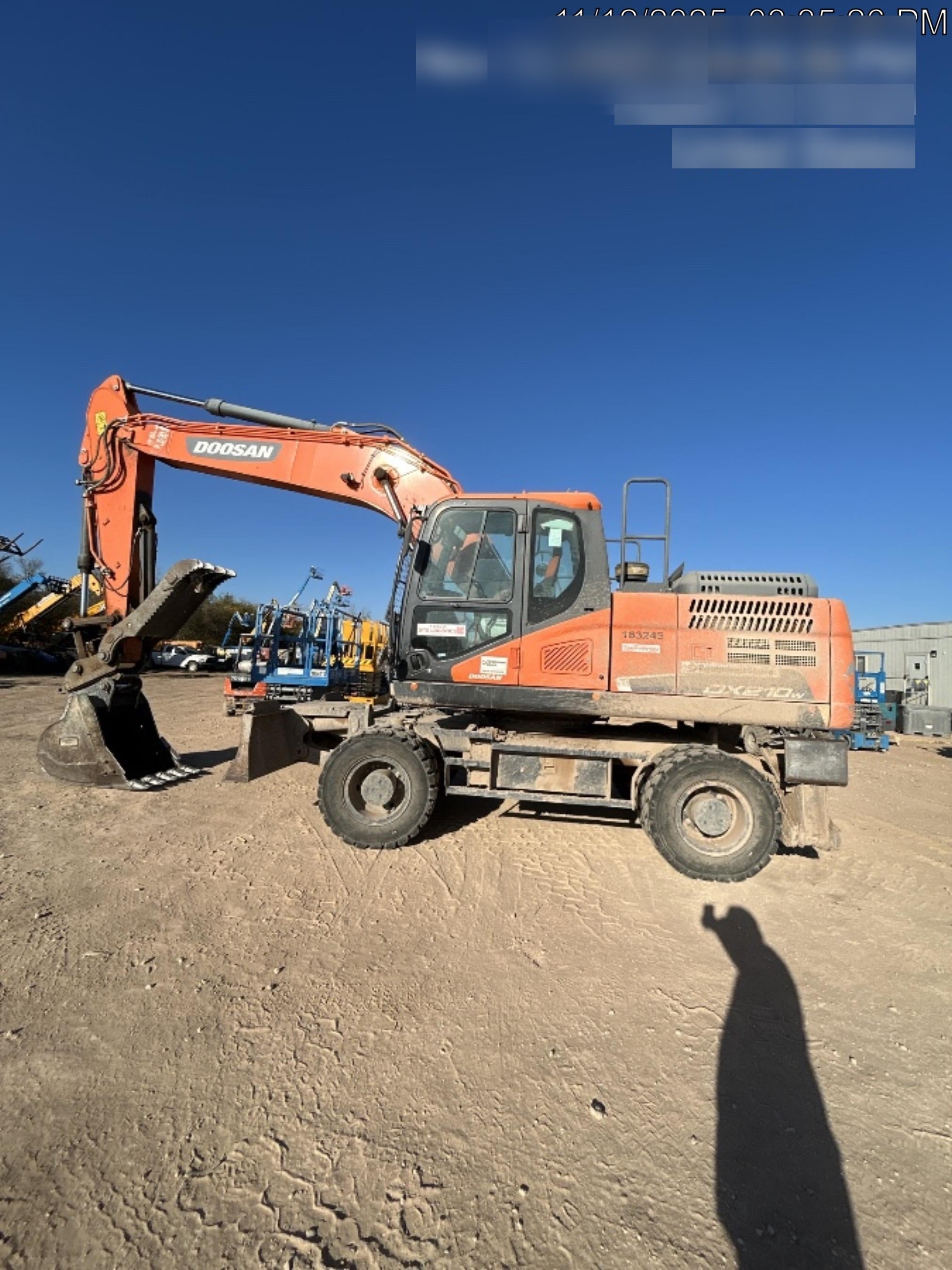 2019 Doosan DX210WE-5 Standard Wheeled Excavator, Hydraulic Quick Coupler