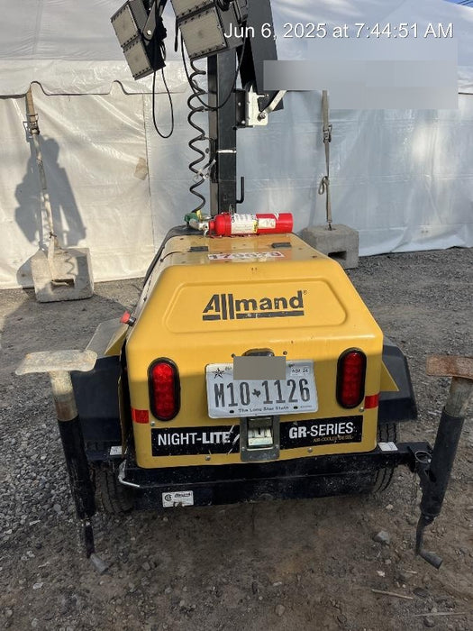 Allmand NLV3GR (4) LED Light Fixture 350W, 23' Vertical Mast, 3kW Prime, Towable, Deep Sea L401, Leveling Jacks, Yanmar T4F 5.8hp