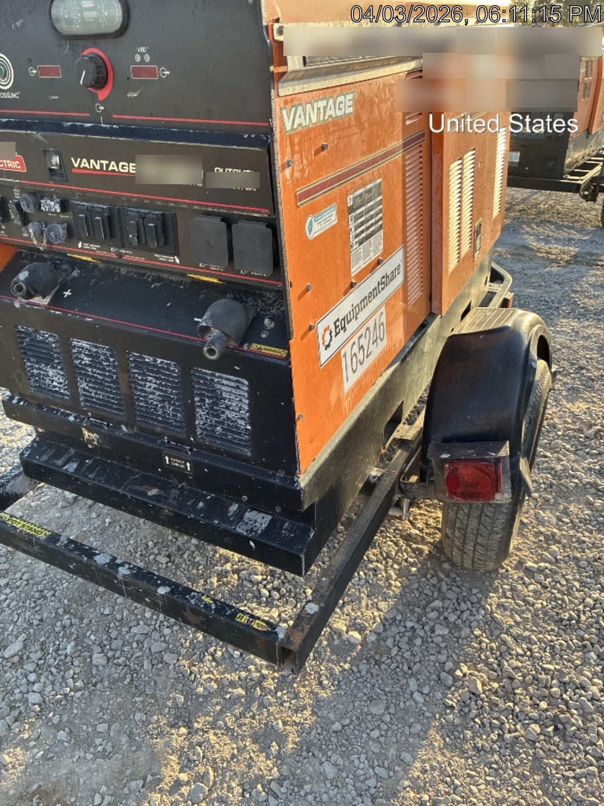 2021 Lincoln Electric Vantage 549X Ready Pak 3, ORANGE (includes trailer, cable rack, fender light kit)