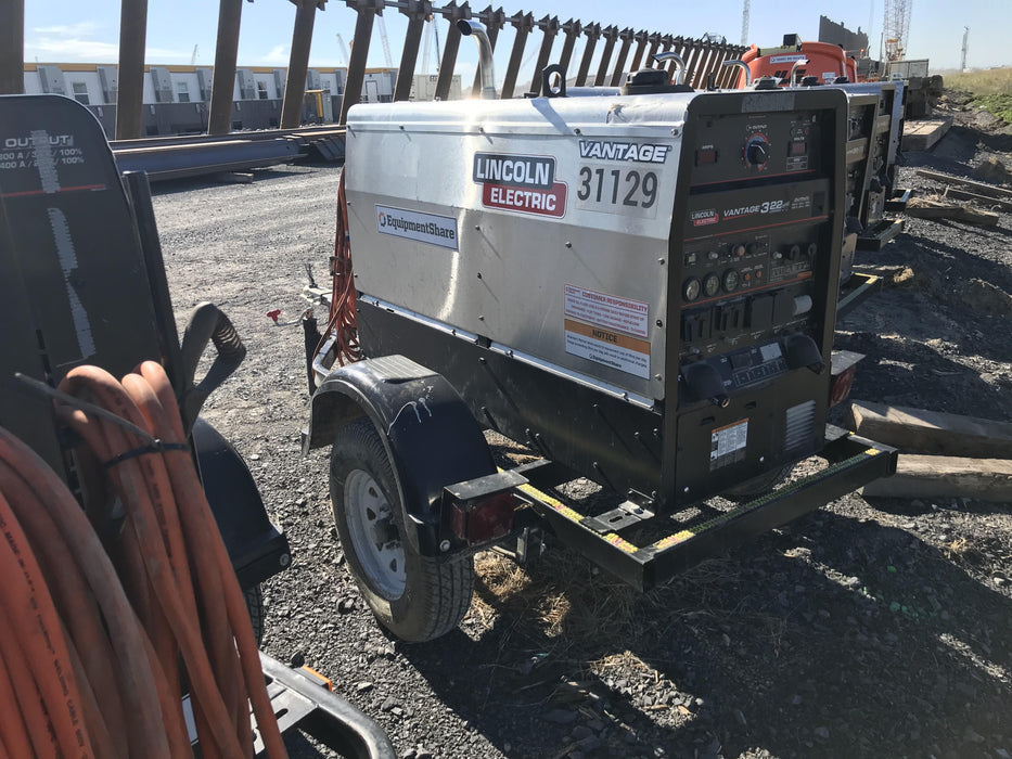 2019 Lincoln Electric Vantage 322 Welder Ready-Pak 3, Two wheel trailer, Fender and Light kit, Cable Rack