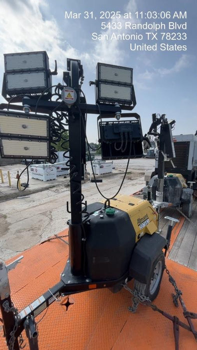 2022 Allmand NLV3GR (4) LED Light Fixture 350W, 23' Vertical Mast, 3kW Prime, Towable, ES Decals, T3