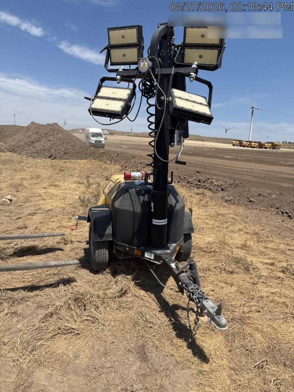 2022 Allmand NLV3GR (4) LED Light Fixture 350W, 23' Vertical Mast, 3kW Prime, Towable, Deep Sea L401, Leveling Jacks, Yanmar T4F 5.8hp