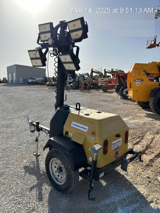 2022 Allmand NLV3GR (4) LED Light Fixture 350W, 23' Vertical Mast, 3kW Prime, Towable, Deep Sea L401, Leveling Jacks, Yanmar T4F 5.8hp