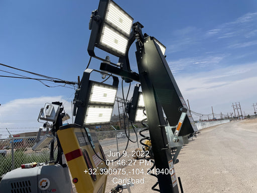 2022 Allmand NLV3GR (4) LED Light Fixture 350W, 23' Vertical Mast, 3kW Prime, Towable, Deep Sea L401, Leveling Jacks, Yanmar T4F 5.8hp