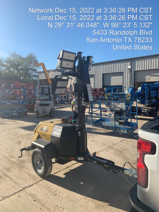 2022 Allmand NLV3GR (4) LED Light Fixture 350W, 23' Vertical Mast, 3kW Prime, Towable, ES Decals, T3