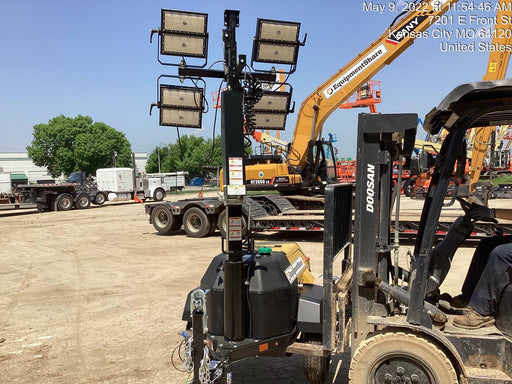 2022 Allmand NLV3GR (4) LED Light Fixture 350W, 23' Vertical Mast, 3kW Prime, Towable, Deep Sea L401, Leveling Jacks, Yanmar T4F 5.8hp