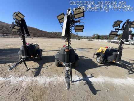 2021 Allmand NLV3GR (4) LED Light Fixture 350W, 23' Vertical Mast, 3kW Prime, Towable, Deep Sea L401, Leveling Jacks, Yanmar T4F 5.8hp