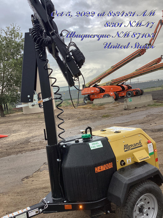 2022 Allmand NLV3GR (4) LED Light Fixture 350W, 23' Vertical Mast, 3kW Prime, Towable, ES Decals, T3