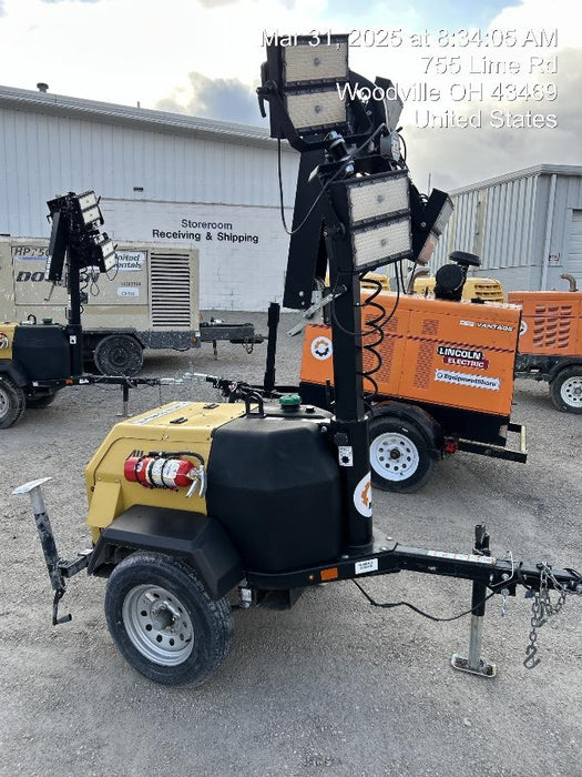 2022 Allmand NLV3GR (4) LED Light Fixture 350W, 23' Vertical Mast, 3kW Prime, Towable, ES Decals, T3