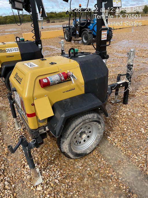 2022 Allmand NLV3GR (4) LED Light Fixture 350W, 23' Vertical Mast, 3kW Prime, Towable, ES Decals, T3