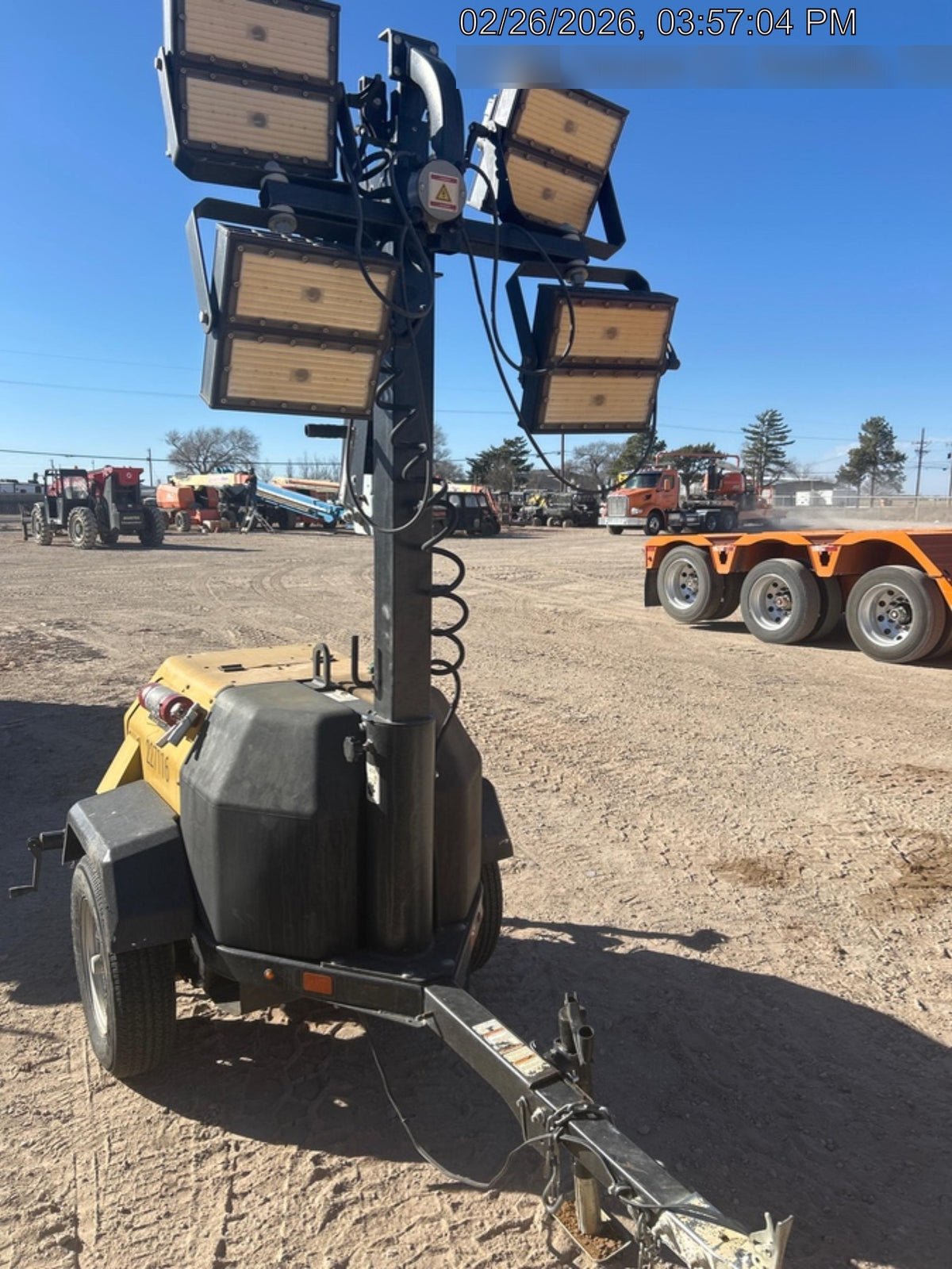 2022 Allmand NLV3GR (4) LED Light Fixture 350W, 23' Vertical Mast, 3kW Prime, Towable, Deep Sea L401, Leveling Jacks, Yanmar T4F 5.8hp