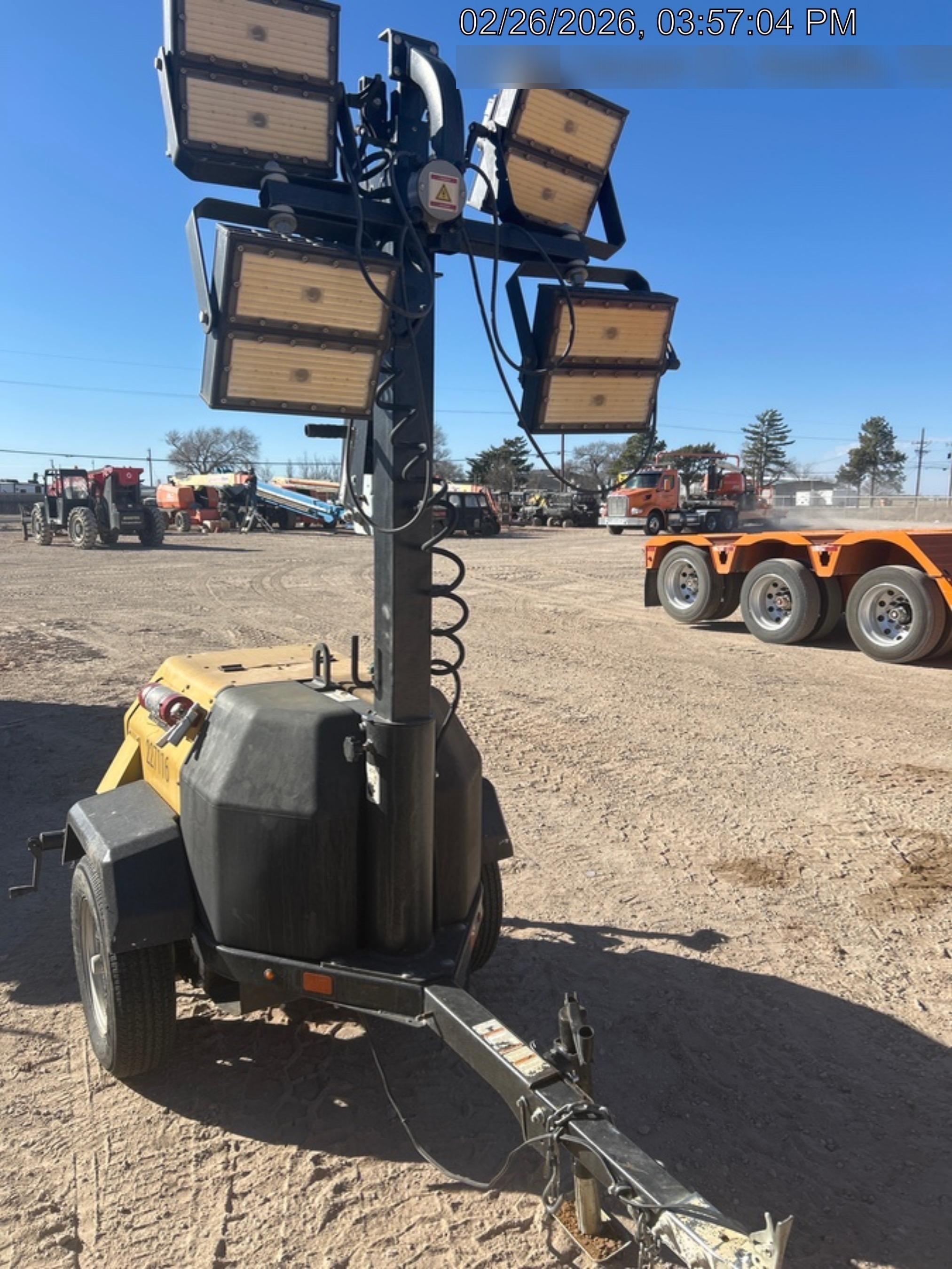 2022 Allmand NLV3GR (4) LED Light Fixture 350W, 23' Vertical Mast, 3kW Prime, Towable, Deep Sea L401, Leveling Jacks, Yanmar T4F 5.8hp