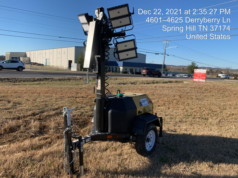 2021 Allmand NLV3GR (4) LED Light Fixture 350W, 23' Vertical Mast, 3kW Prime, Towable, Deep Sea L401, Leveling Jacks, Yanmar T4F 5.8hp