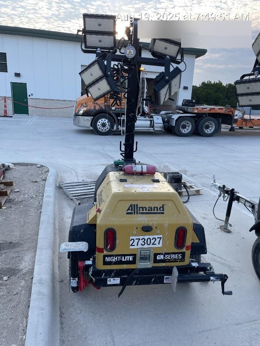 2022 Allmand NLV3GR (4) LED Light Fixture 350W, 23' Vertical Mast, 3kW Prime, Towable, ES Decals, T3