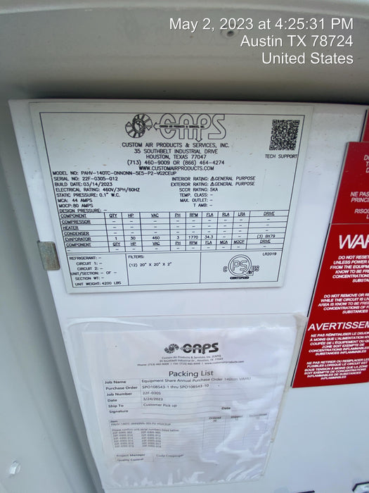 2023 CAPS PAHV-140TC-0NN0NN-5E5-P2-VG2CEUP