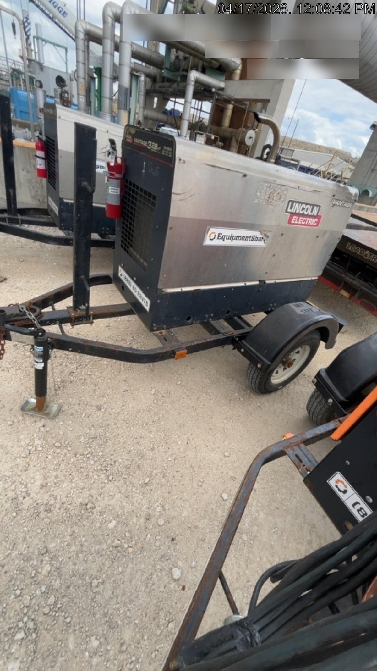 2019 Lincoln Electric Vantage 322 Welder Ready-Pak 3, Two wheel trailer, Fender and Light kit, Cable Rack