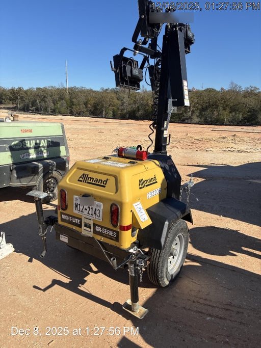 2022 Allmand NLV3GR (4) LED Light Fixture 350W, 23' Vertical Mast, 3kW Prime, Towable, Deep Sea L401, Leveling Jacks, Yanmar T4F 5.8hp