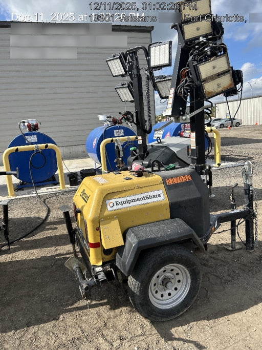 2022 Allmand NLV3GR (4) LED Light Fixture 350W, 23' Vertical Mast, 3kW Prime, Towable, Deep Sea L401, Leveling Jacks, Yanmar T4F 5.8hp