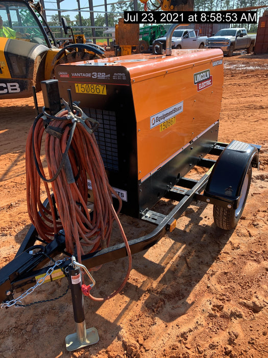 2021 Lincoln Electric Vantage 322 Vantage 322 Ready Pak 3 w/ Telematics & Decals, ORANGE (includes trailer, cable rack, fender light kit)