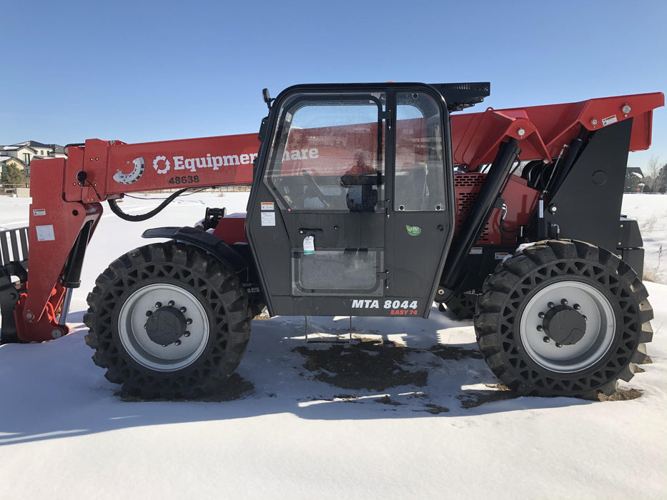2020 Manitou MTA8044 74hp T4F, Cab/Heat/Air, Cab and Boom LED work lights, Auxiliary Hydraulics, Solid Tires, Amber strobe, Lift Hook w/66" Carriage, 60" Forks