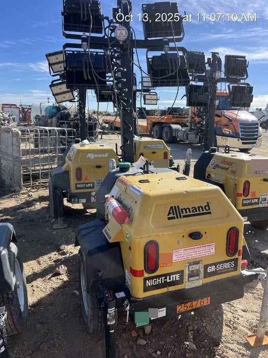 2022 Allmand NLV3GR (4) LED Light Fixture 350W, 23' Vertical Mast, 3kW Prime, Towable, ES Decals, T3