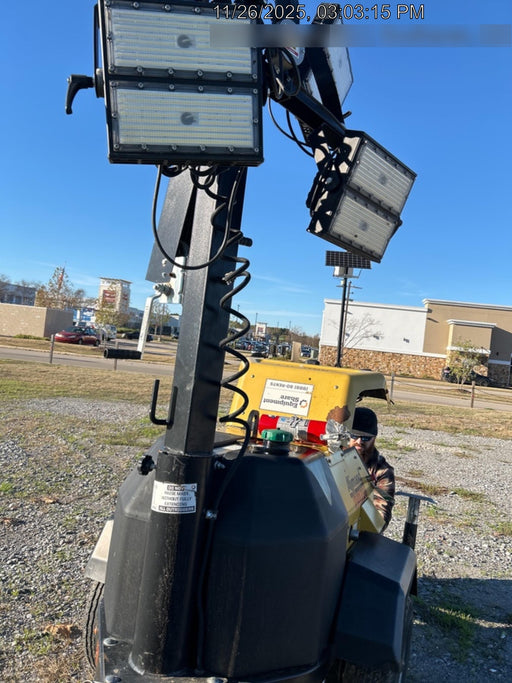 2022 Allmand NLV3GR (4) LED Light Fixture 350W, 23' Vertical Mast, 3kW Prime, Towable, Deep Sea L401, Leveling Jacks, Yanmar T4F 5.8hp