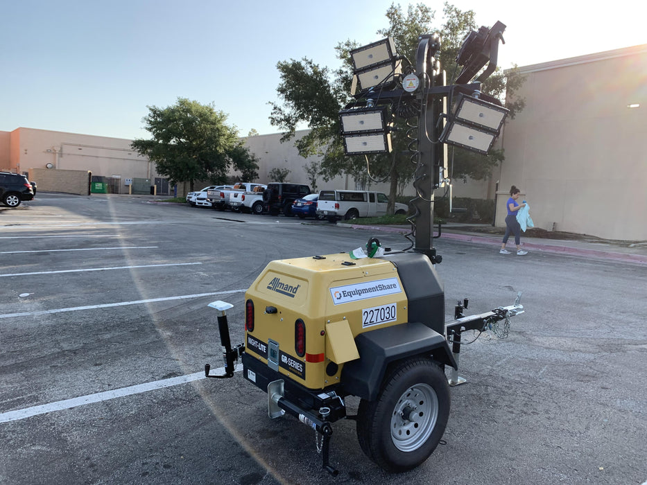 2022 Allmand NLV3GR (4) LED Light Fixture 350W, 23' Vertical Mast, 3kW Prime, Towable, Deep Sea L401, Leveling Jacks, Yanmar T4F 5.8hp