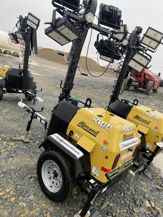 2022 Allmand NLV3GR (4) LED Light Fixture 350W, 23' Vertical Mast, 3kW Prime, Towable, Deep Sea L401, Leveling Jacks, Yanmar T4F 5.8hp