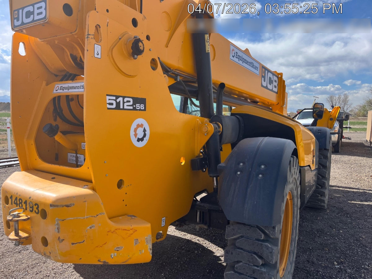 2019 JCB 512-56 JCB 512-56 Enclosed Cab, 109 HP, Solid Tires, Worklights, Beacon, Aux Hydraulics, Lifting Eye w/60" Carriage/60" Forks