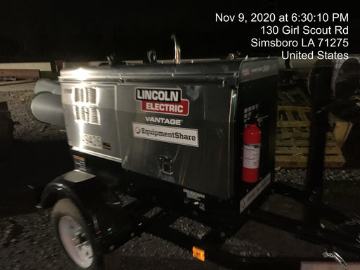 2019 Lincoln Electric Vantage 322 Ready-Pak 3, Two Wheel Trailer, Fender and Light Kit, Cable Rack