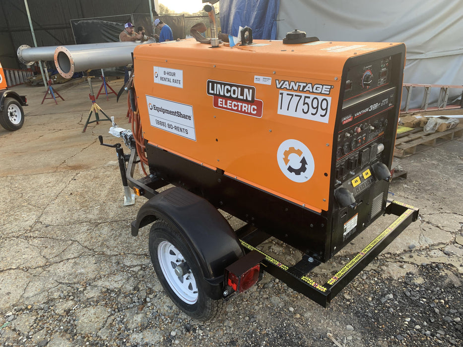 2021 Lincoln Electric Vantage 322 Vantage 322 Ready Pak 3 w/ Decals, ORANGE (includes trailer, cable rack, fender light kit) NO Telematics